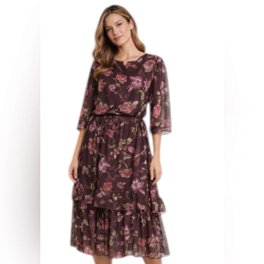 Vintage California Looks Floral Dress Size 8 Layered Sheer Romantic
⸻